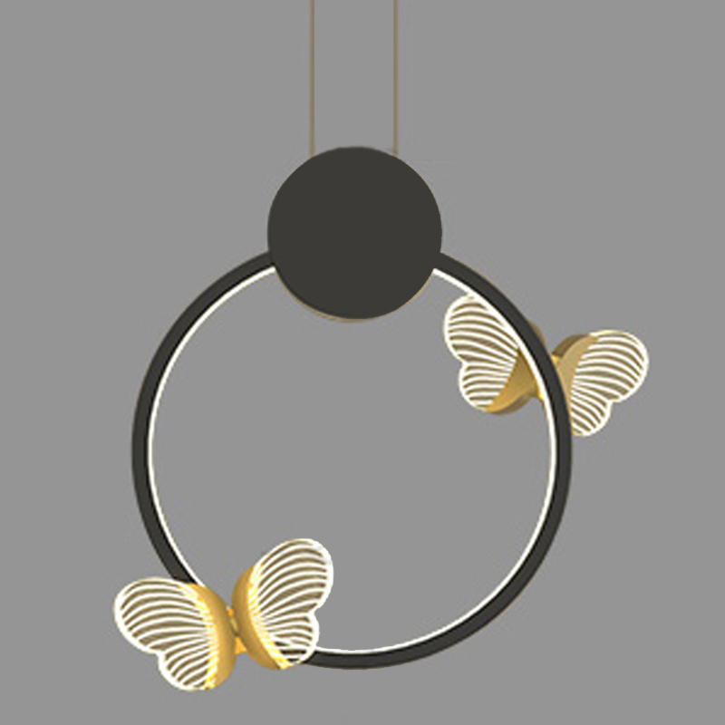 Светильник Butterfly Black Circle Прозрачный Черный Золотой в Уфе | Loft Concept 