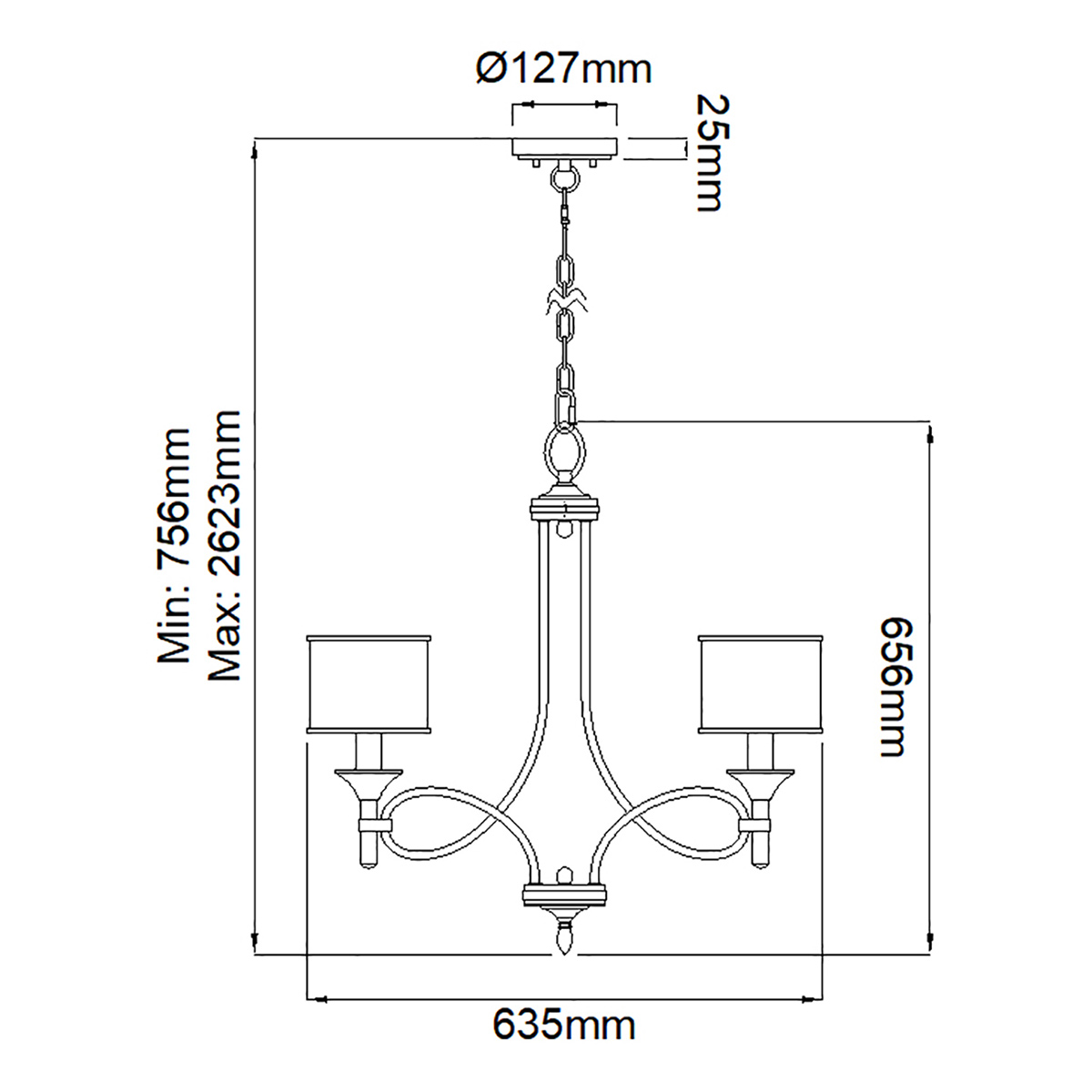 Люстра с белыми тканевыми абажурами в прозрачных стеклянных цилиндрах Kichler в Уфе