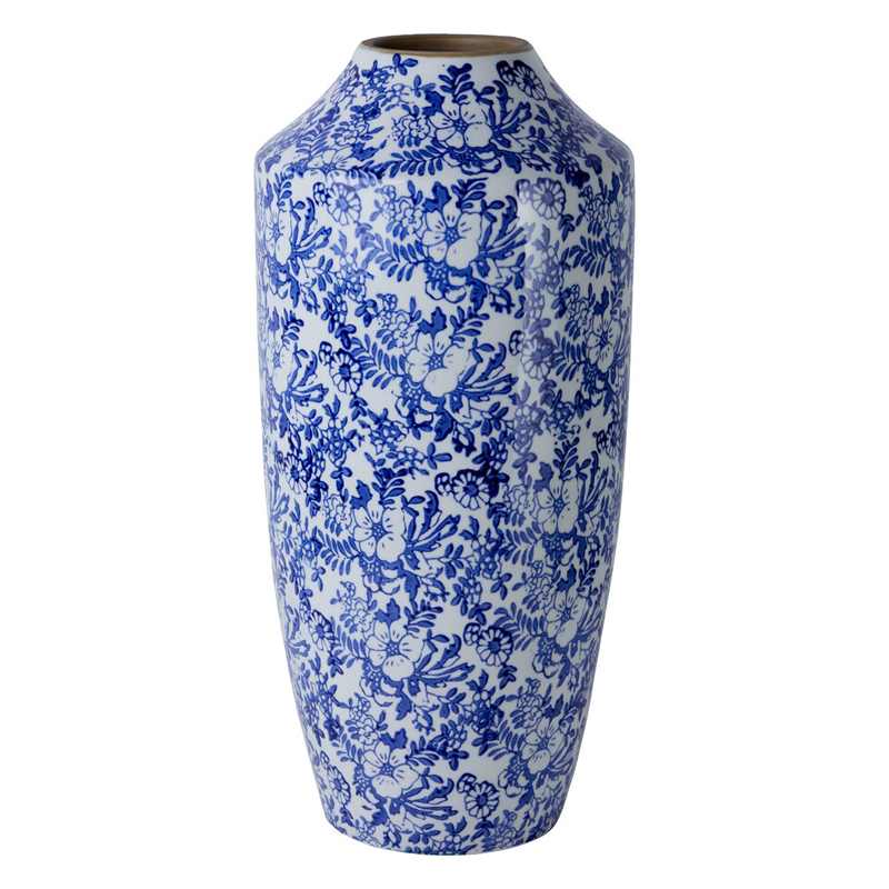 Ваза с синим цветочным узором Blue & White Ornament Белый Синий Ваза с синим цветочным узором Blue & White Ornament Белый Синий в Уфе | Loft Concept