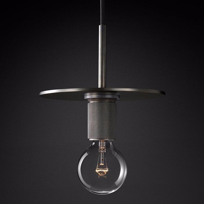 Подвесной светильник RH Utilitaire Disk Shade Pendant Black Темная бронза Прозрачное Стекло в Уфе | Loft Concept 