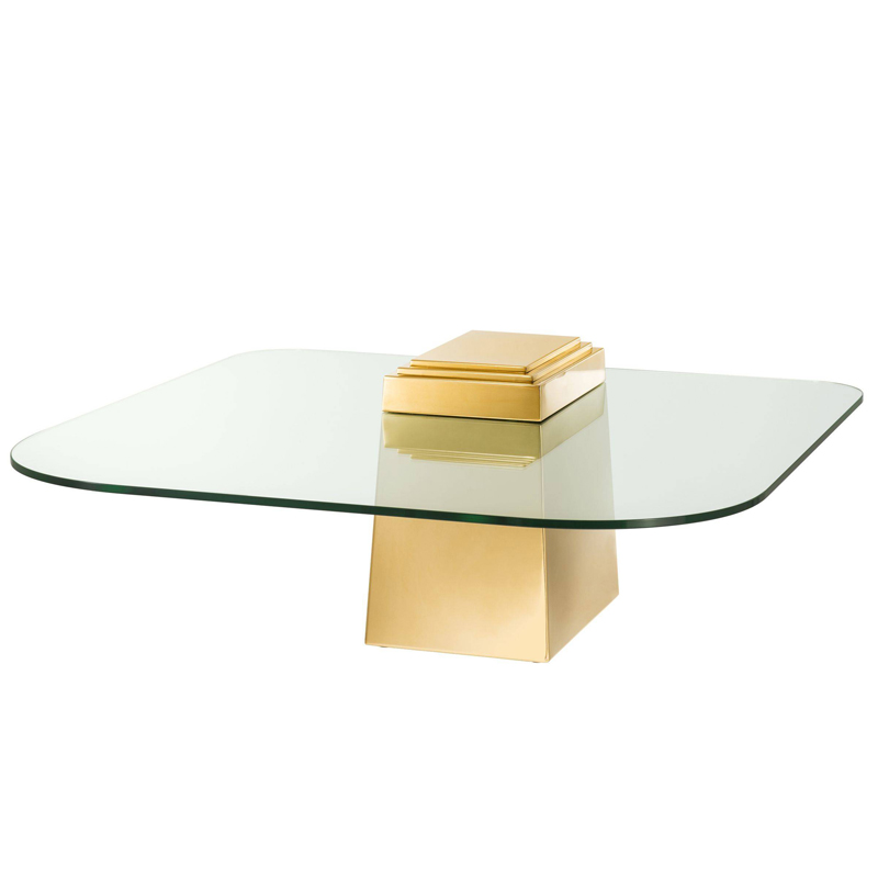 Кофейный стол Eichholtz Coffee Table Orient Gold Глянцевое золото Прозрачный в Уфе | Loft Concept 