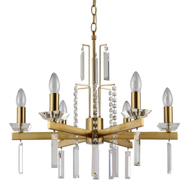 Люстра Vivien Crystal Brass Chandelier 6 Латунь Серый в Уфе | Loft Concept 