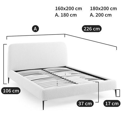 Кровать с обивкой букле Wanda Boucle Bed в Уфе