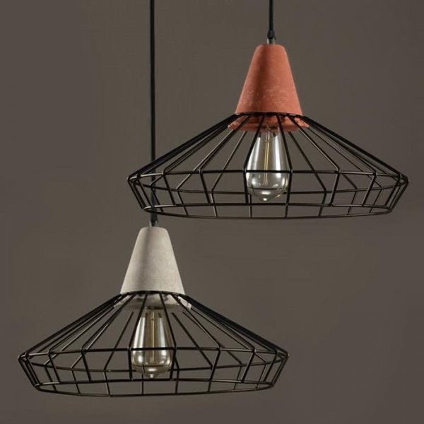 Подвесной светильник Cement Droplight Pendant Light pyramid Серый Красный Черный в Уфе | Loft Concept 