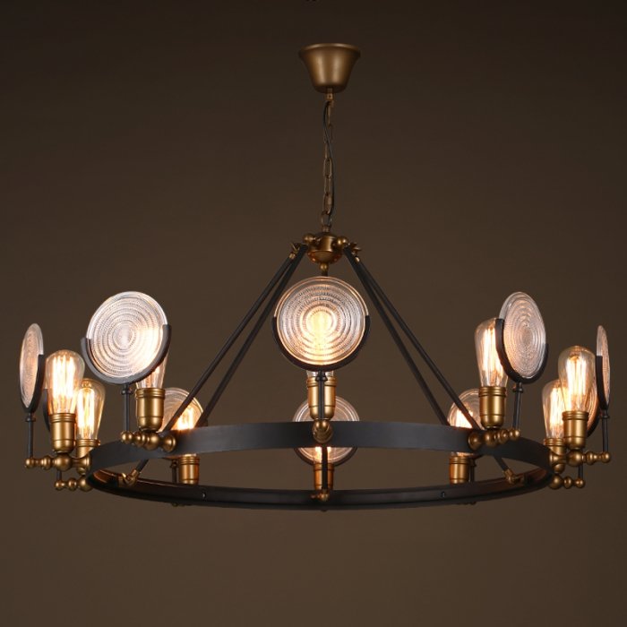 Люстра GASLIGHT LENS Chandelier 10 Черный в Уфе | Loft Concept 