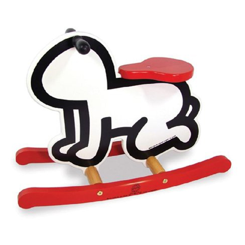 Детская деревянная качалка VILAC KEITH HARING ROCKER BABY TOY-WHITE Красный Черный Белый в Уфе | Loft Concept 