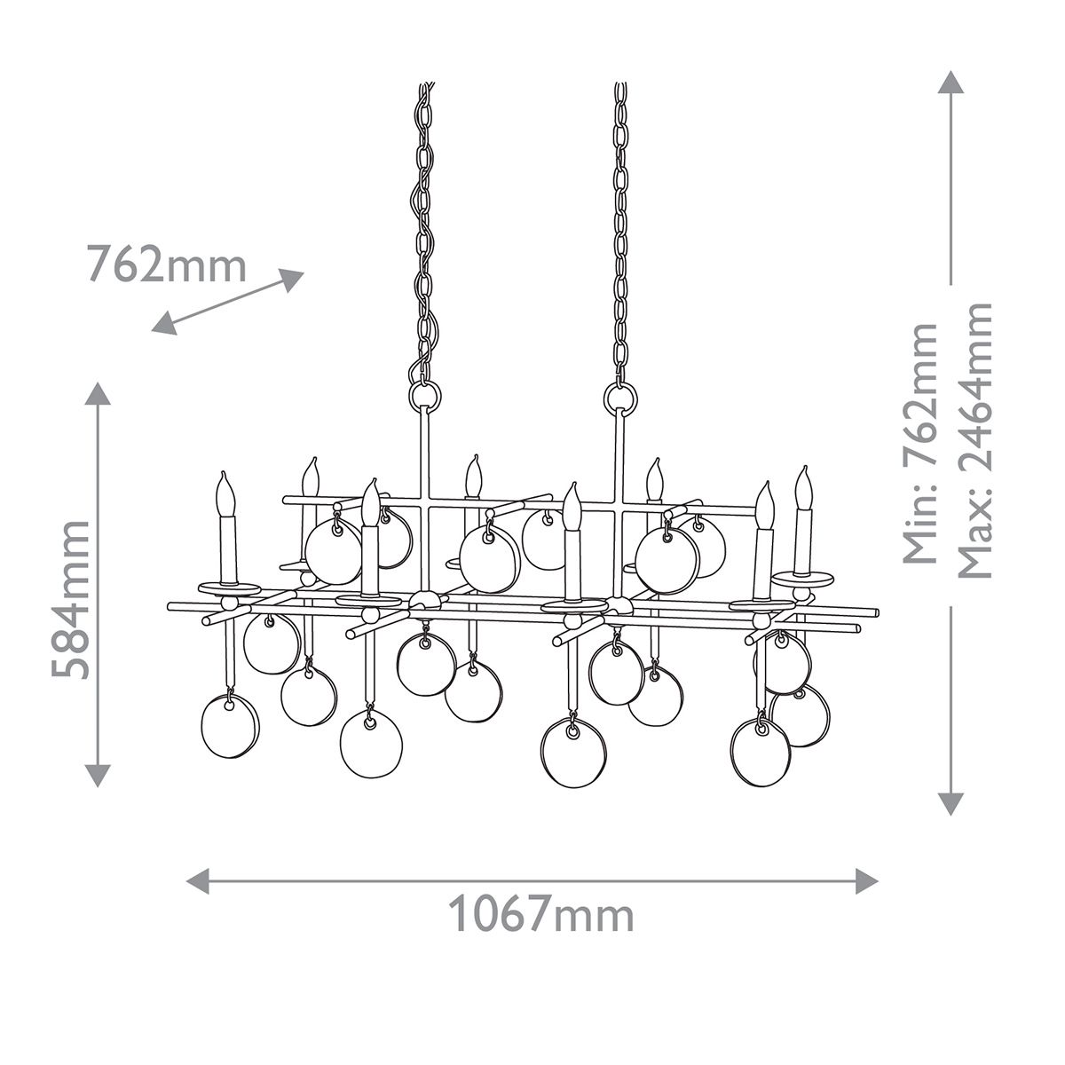 Люстра подвесная с 8-ю лампами и стеклянными круглыми подвесками Currey & Company в Уфе