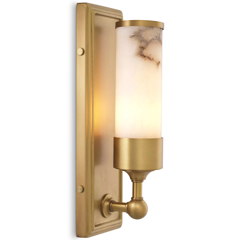 Бра Eichholtz Wall Lamp Valentine Alabaster Бежевый Белый Мрамор Bianco Латунь в Уфе | Loft Concept 