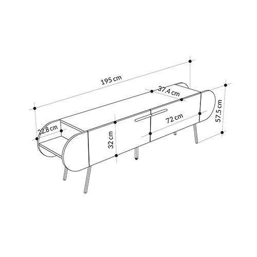 ТВ-тумба серая с 2-мя откидными дверцами и 2-мя открытыми полками CAPSULE TV STAND RETRO GREY в Уфе