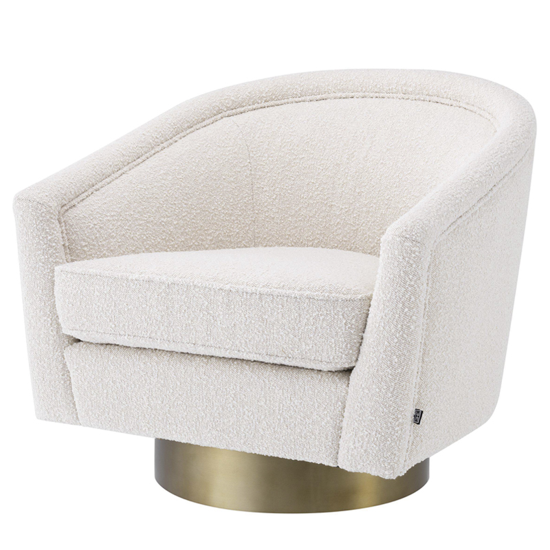 Кресло Eichholtz Swivel Chair Catene Boucle cream Кремовый матовое золото в Уфе | Loft Concept 