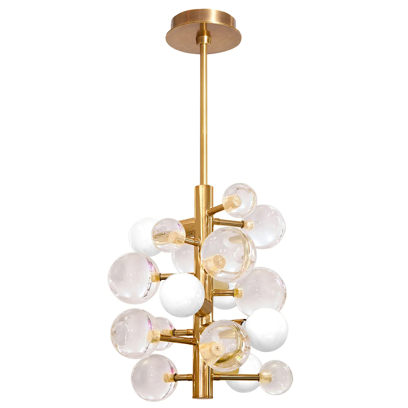 Светильник Jonathan Adler GLOBO FIVE-LIGHT CHANDELIER Clear Золотой Прозрачное Стекло Белый в Уфе | Loft Concept 