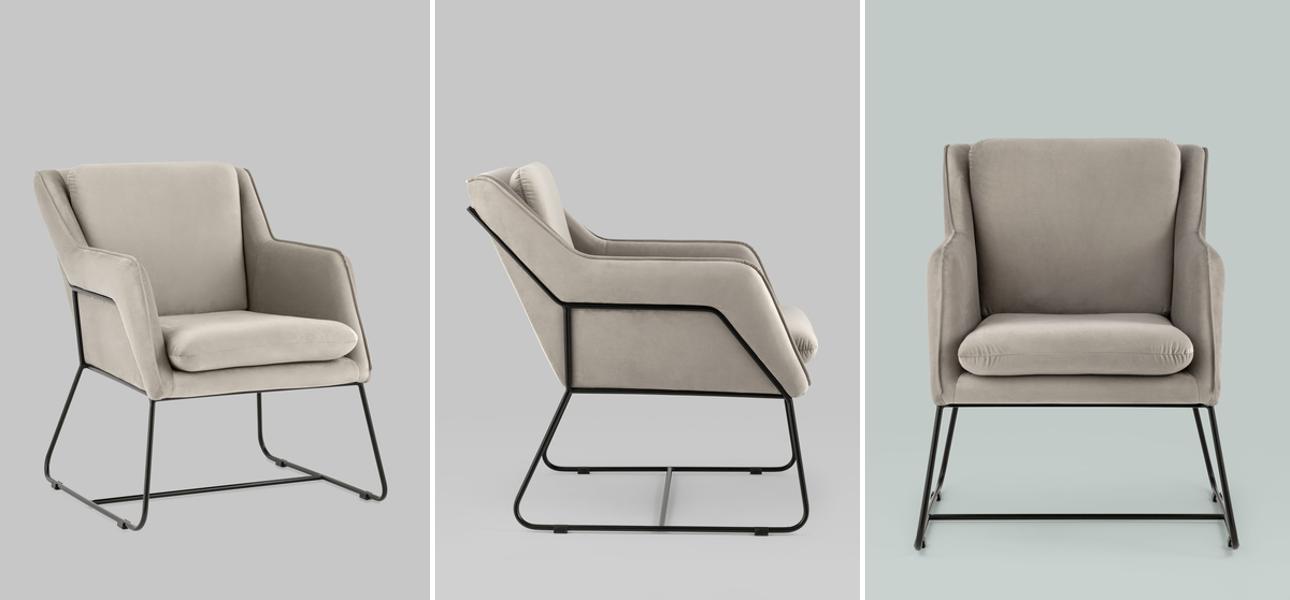 Кресло Dagmar серо-бежевый велюр - фото