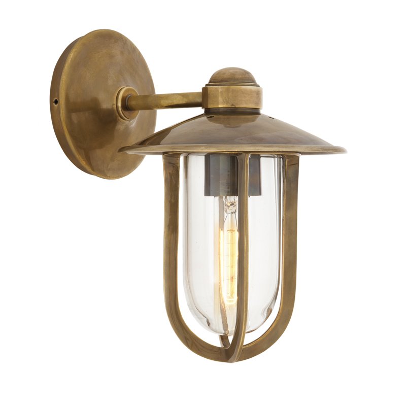 Бра Eichholtz Wall Lamp Seg Harbour Brass Латунь Античная полированная Прозрачное Стекло в Уфе | Loft Concept 