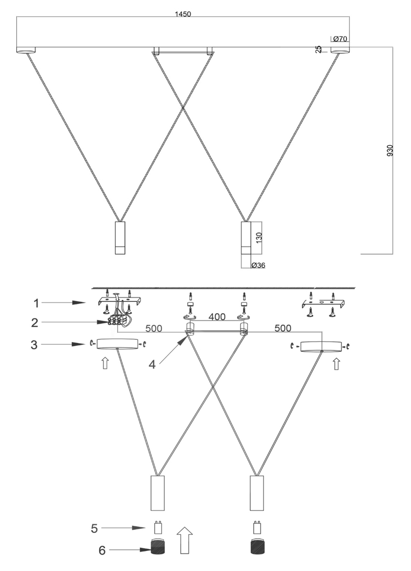 Wireflow LED White Suspension lam 2 патрона в Уфе