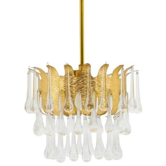 Люстра Ernst Palme Glass and Gilded Brass Chandelier Золотой в Уфе | Loft Concept 