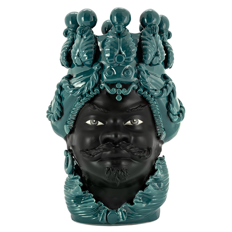 Ваза VASE MORO BIG MAN SIMPLY MAT dark turquoise Черный Бирюзовый в Уфе | Loft Concept 