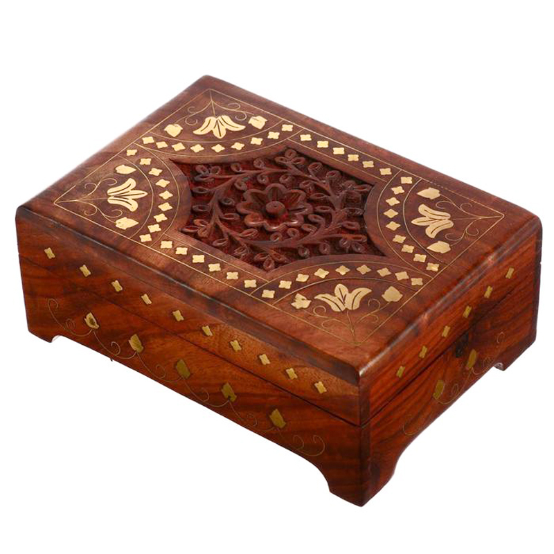 Шкатулка Fulari Indian Inlay Box Коричневый в Уфе | Loft Concept 