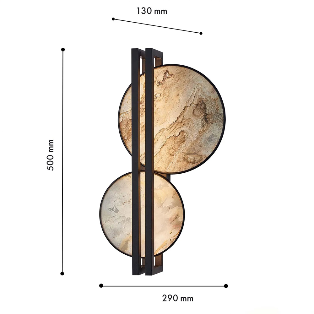 Бра из двух каменных дисков в металлической раме Constellation в Уфе