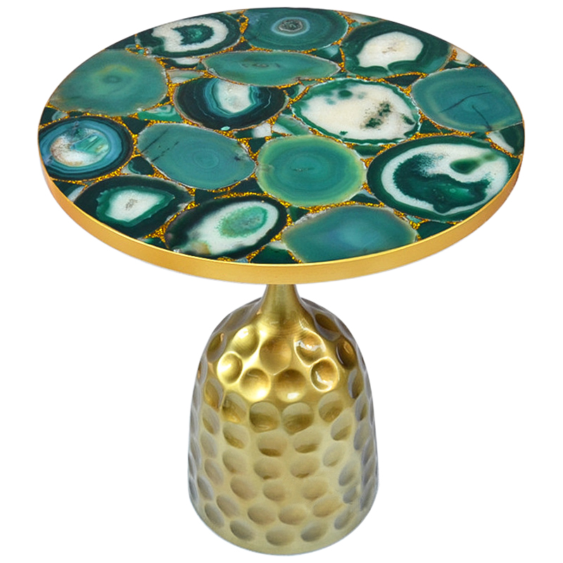 Приставной стол Cluster Surface Green Agate Side Table Зеленый Латунь Золотой в Уфе | Loft Concept 