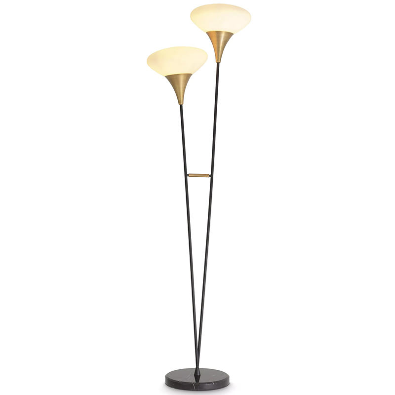 Торшер Eichholtz Floor Lamp Duco Латунь Белый Черный Черный Мрамор Nero в Уфе | Loft Concept 