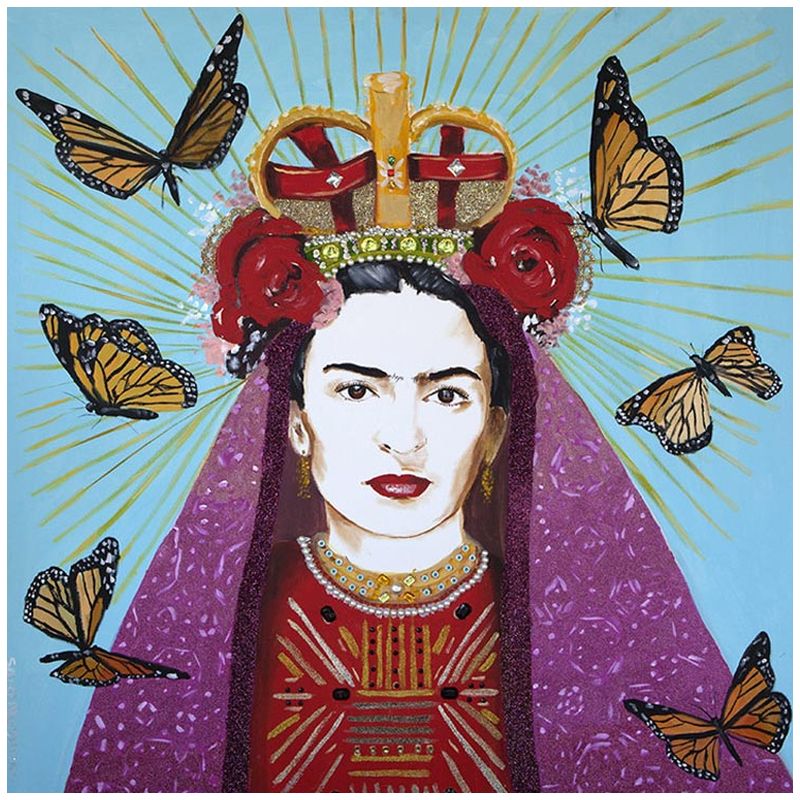 Картина Frida with roses on her head and butterflies Мульти в Уфе | Loft Concept 