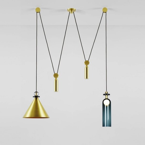 Подвесной светильник Shape up Double Pendant Brass Латунь в Уфе | Loft Concept 