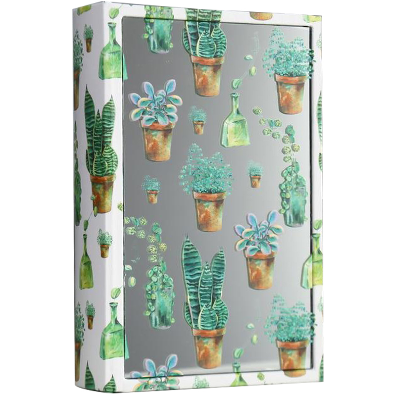 Шкатулка-книга Succulents Mirror Book Box Белый Зеленый Коричневый в Уфе | Loft Concept 