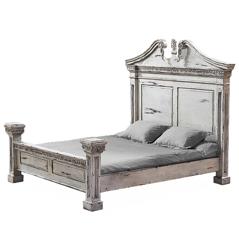 Кровать Gothic Style Bed White Белый винтажная патина   в Уфе | Loft Concept 