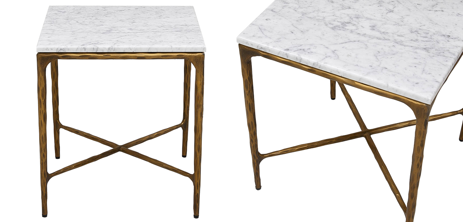 Приставной стол с мраморной столешницей квадратный Randy Marble Coffee Table - фото