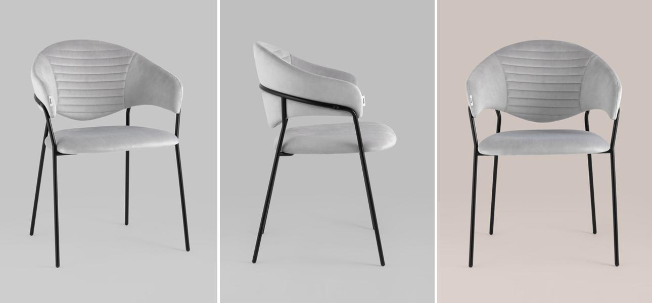 Стул Alexis Chair Светло-Серый Велюр - фото