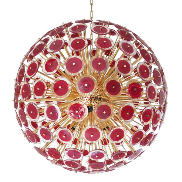 Murano Red Disco Glass Sputnik Chandelier Vistosi Красный (Red) Золотой в Уфе | Loft Concept 