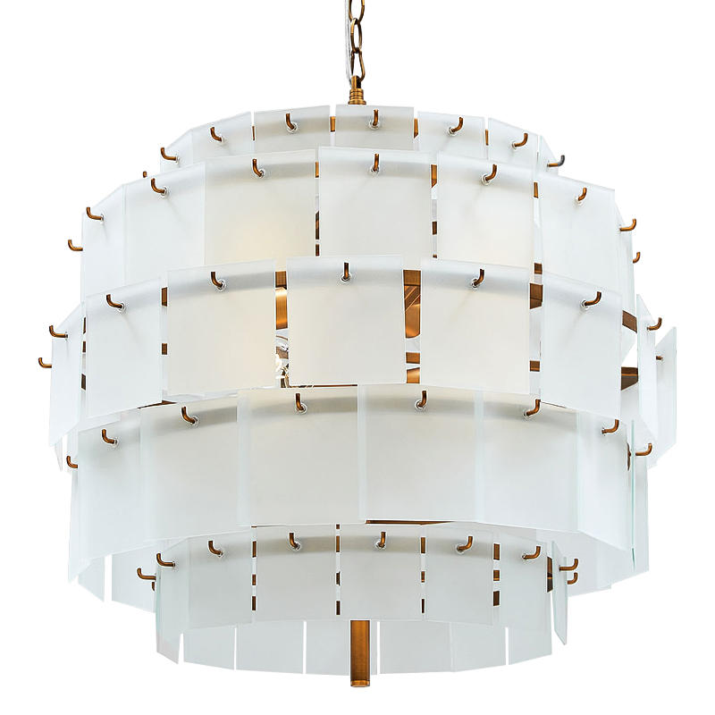 Люстра Glass Square Plates Chandelier Медь Белый в Уфе | Loft Concept 