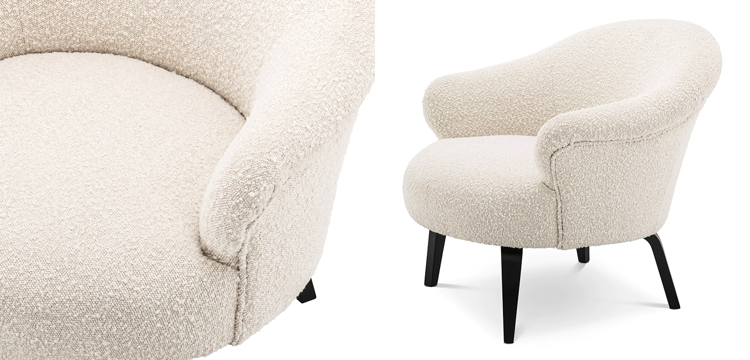 Кресло Eichholtz Chair Moretti Boucle Бежевый Черный - фото