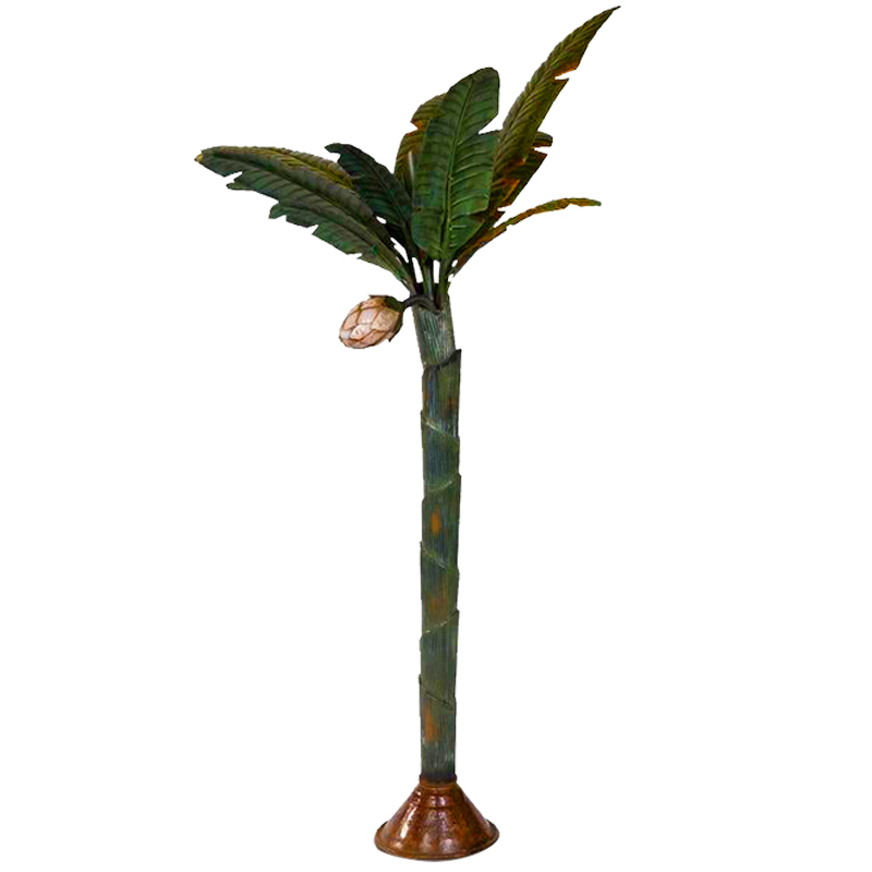 Торшер Дизайнерский Зеленый Банан Painted Metal Sculpture of Palm or Banana Tree and Flower Искусственная бурая ржавчина Зеленый в Уфе | Loft Concept 