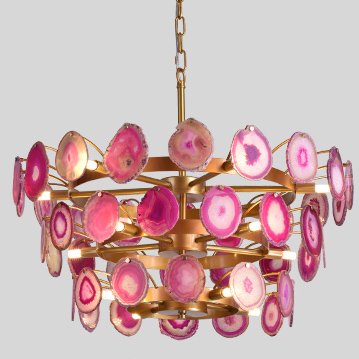 Люстра Agate Burst Chandelier 3 Round pink Розовый пастельный Золотой в Уфе | Loft Concept 