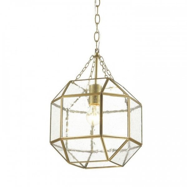 Подвесной светильник Glass & Metal Cage Pendant Gold Глянцевое золото в Уфе | Loft Concept 