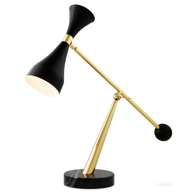 Настольная лампа Eichholtz Desk Lamp Cordero Черный Латунь Черный Мрамор Nero в Уфе | Loft Concept 