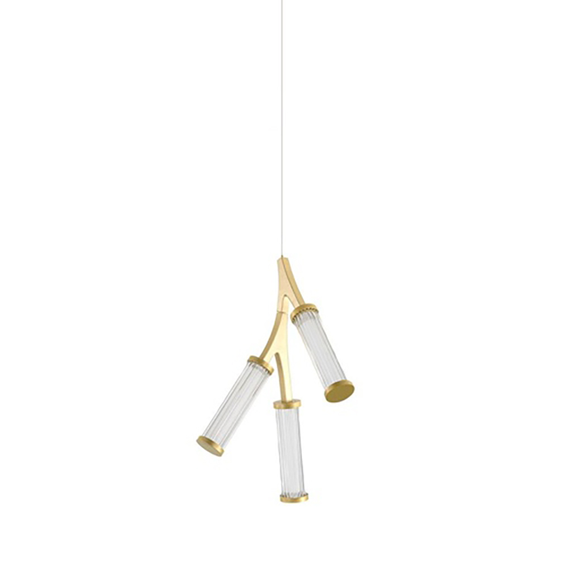 Люстра Cylinder Branches Chandelier Gold 3 Золотой Прозрачный в Уфе | Loft Concept 