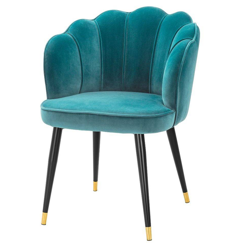 Стул Eichholtz Dining Chair Bristol sea green Бирюзовый Черный Латунь в Уфе | Loft Concept 