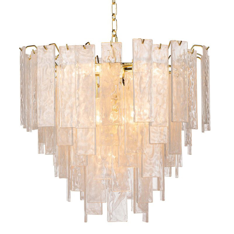 Люстра Textured Glass Chandelier Rectangular Pendants Золотой Прозрачный (Transparent) в Уфе | Loft Concept 