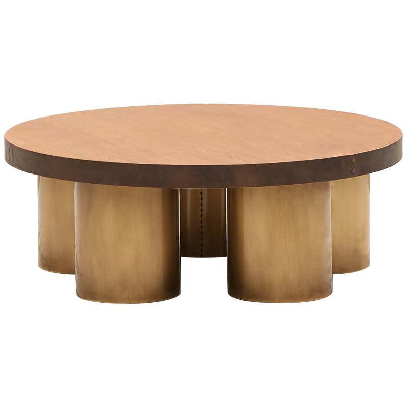 Круглый кофейный стол Stokes Coffee Table Латунь Коричневый Древесина в Уфе | Loft Concept 