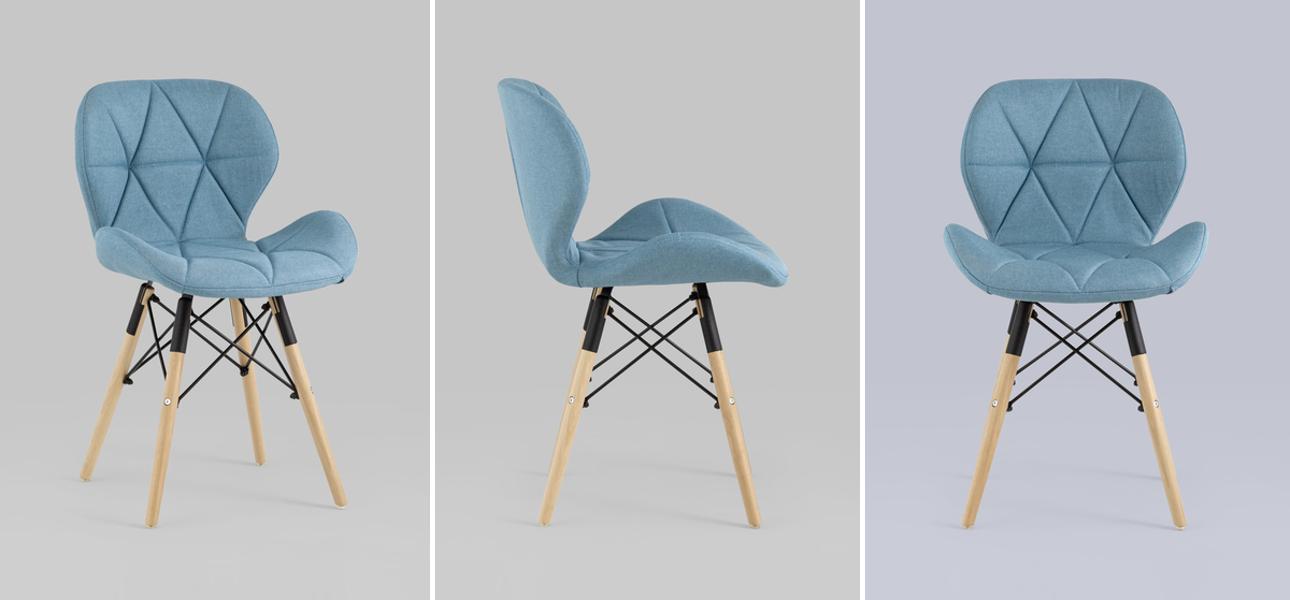 Стул Jeroen Chair Рогожка Голубой Цвет - фото