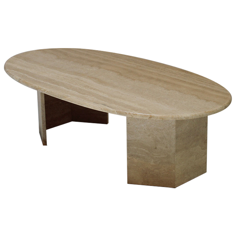 Кофейный стол Oval Travertine Coffee Table Коричневый в Уфе | Loft Concept 