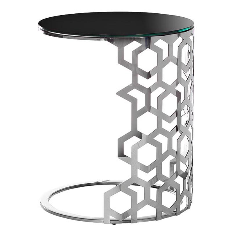 Приставной стол Yen Geometry Side Table silver 60 Серебряный в Уфе | Loft Concept 