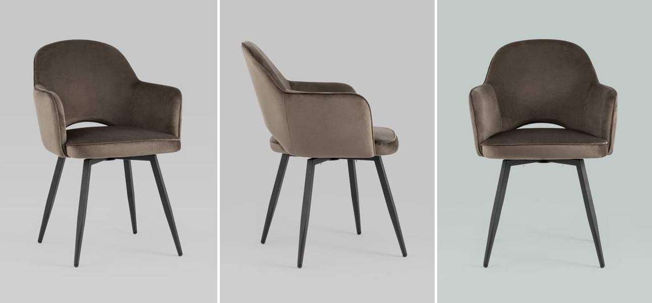 Стул SHARRON Вращающийся Коричневый Велюр - фото