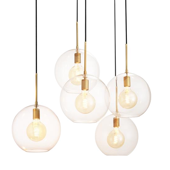 Люстра Chandelier Tango 5 light Латунь Античная полированная Темная бронза Прозрачное Стекло в Уфе | Loft Concept 