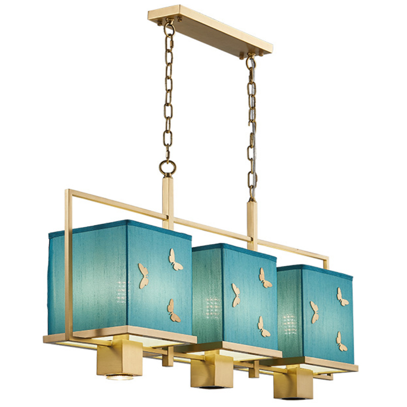 Люстра с бабочками Butterflies Blue Background Chandelier Латунь Бирюзовый в Уфе | Loft Concept 