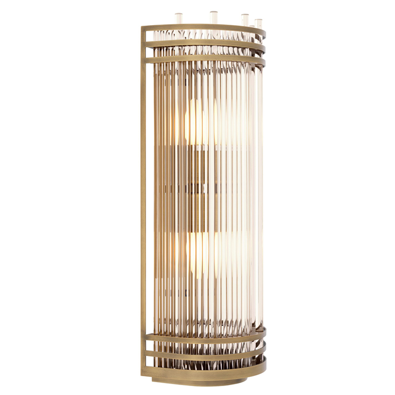 Бра Eichholtz Wall Lamp Gulf L Brass Латунь Античная полированная Прозрачный в Уфе | Loft Concept 