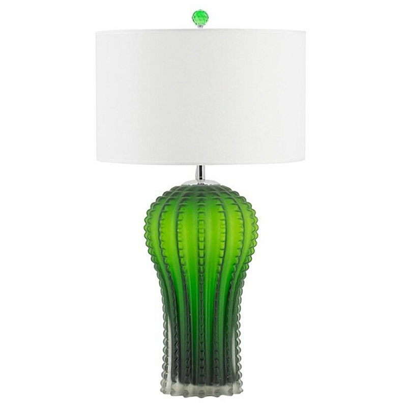 Настольная лампа с тканевым абажуром и основанием в форме кактуса Cactus Table Lamp Белый Зеленый в Уфе | Loft Concept 
