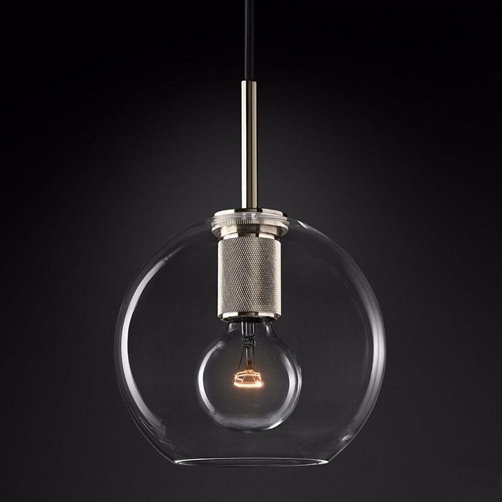 Подвесной светильник RH Utilitaire Globe Pendant Silver Никель Прозрачное Стекло в Уфе | Loft Concept 